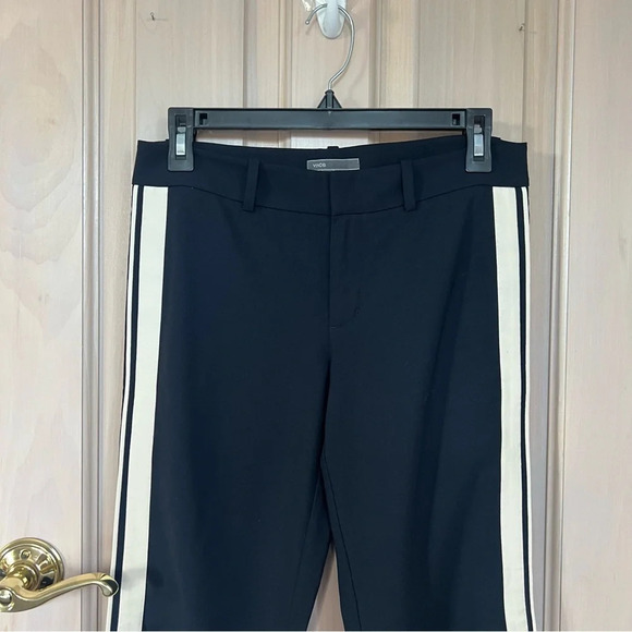 Vince Side Stripe Stretch Wool Trouser Pants Navy Blue 9919 - Picture 3 of 11